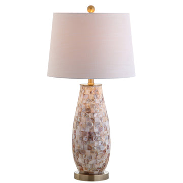 Jocelyn 28" Mosaic Seashell Table Lamp, Natural/Brass Gold