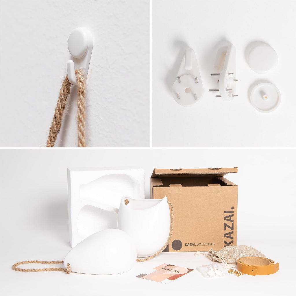 Wall Planters -Ellie - Hanging Ceramic Plant Pots 2 Pieces | Wall Decoration for Indoors, Balcony and Garden | White