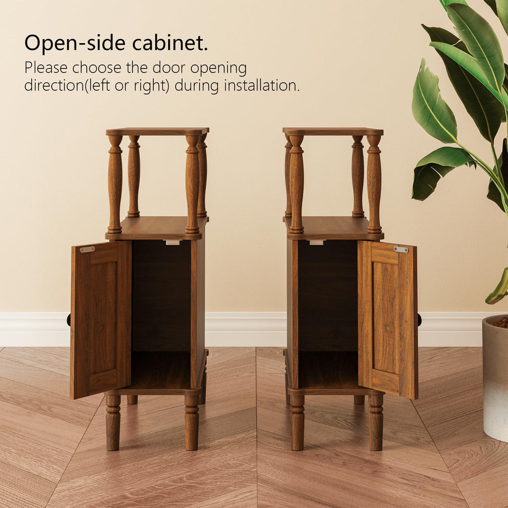 Narrow Nightstand, Skinny Slim End Side Table(Dark Walnut)