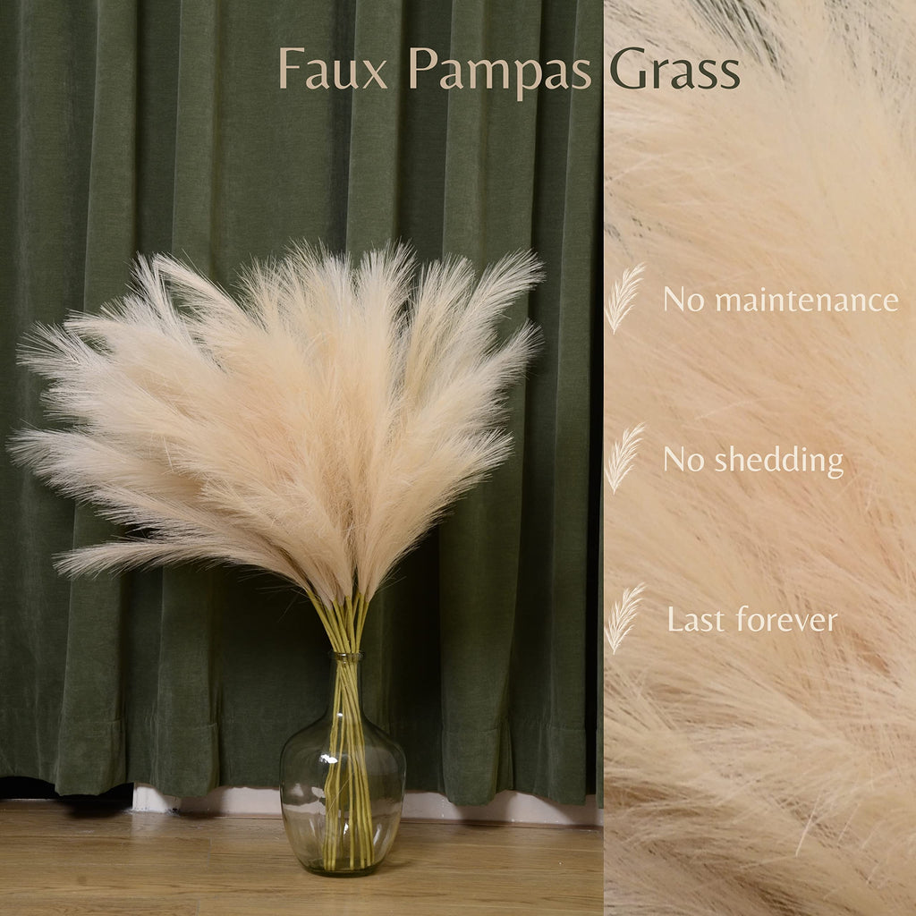 Pampas Grass Decor Tall, 9PCS Pompas, Large Faux Pampas Grass, 38'' Tall Pampas Grass for Floor Vase, Feathers for