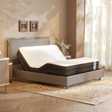 Adjustable Bed Base with Upholstered Bed Frame, Head & Foot Lift
