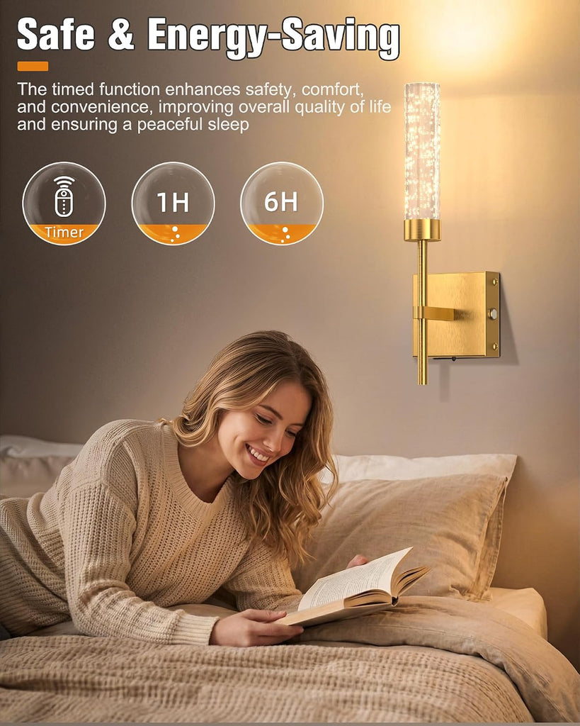 Crystal-Inspired Bubble Wireless Wall Sconces, 10000mAh Battery Operated Wall Sconces Set of 2, 3 Color Temps