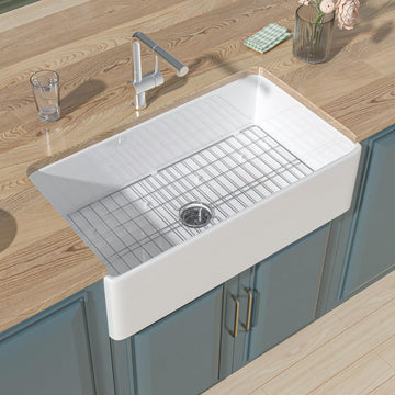 36" x 20" Fireclay Apron Front Farmhouse Sink White