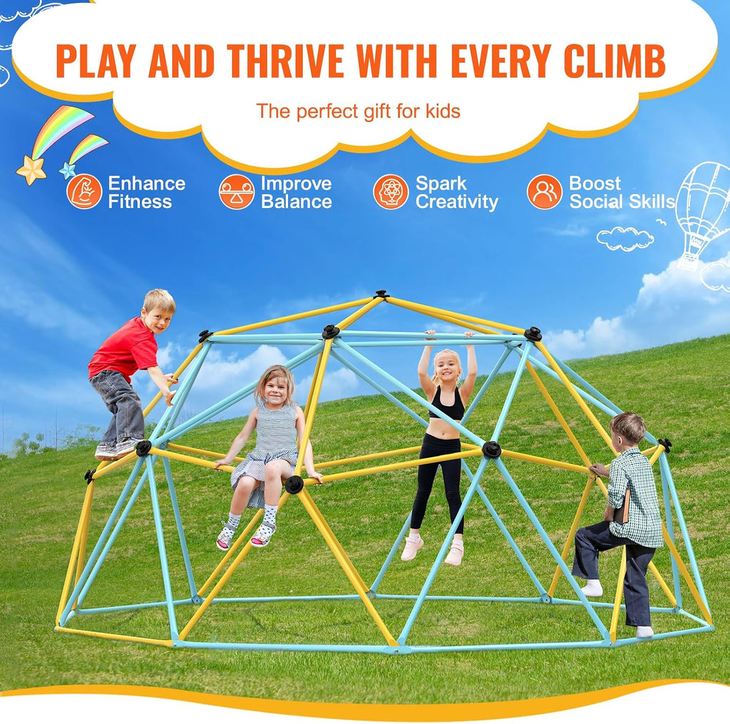 Climbing Dome, 10FT Geometric Dome Climber Play Center for Kids 3 to 10 Years Old, Jungle Gym Supports 750LBS and