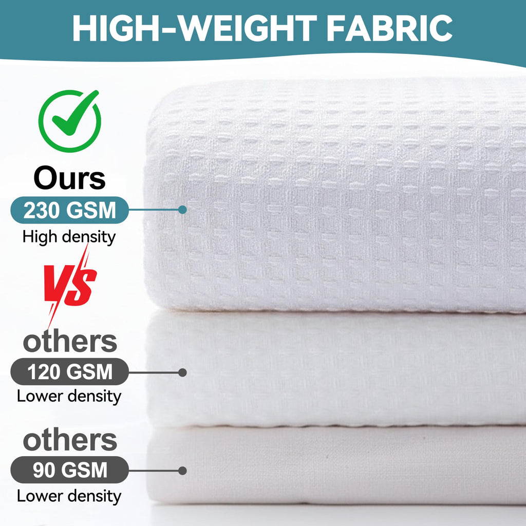 Extra Long No Hook Waffle Weave Shower Curtain with Snap in Liner Set, Hotel Luxury White Shower Curtains with See