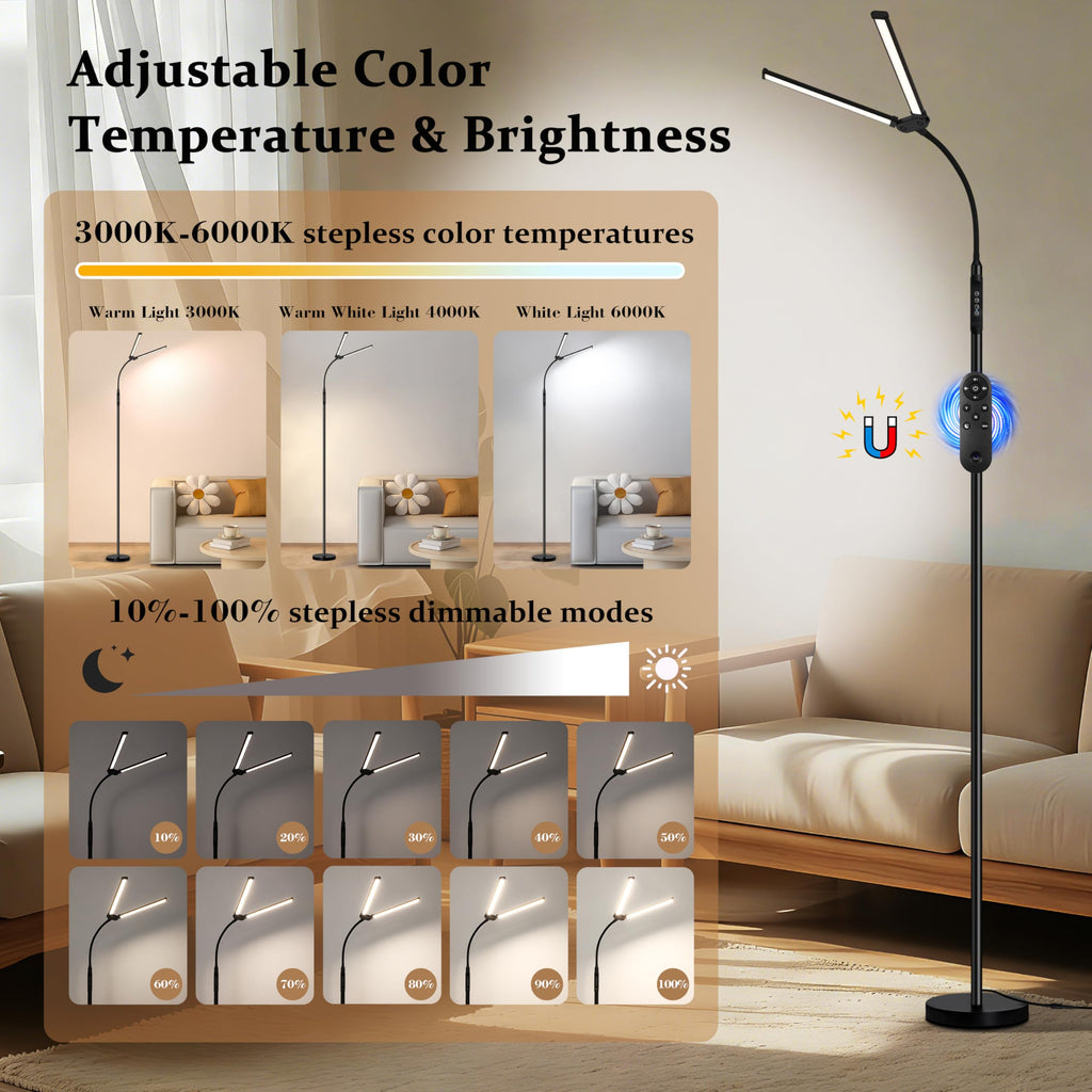 Indoor Floor Lamp for Eye Protection, and Brightness Adjustable, Remote Control and Touch Control