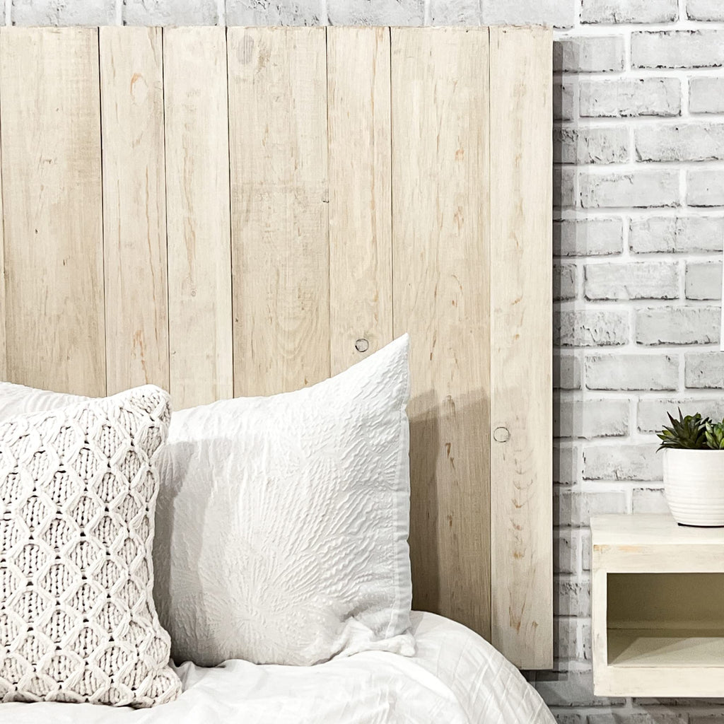 Antique White Headboard, Farmhouse Design, Solid Wood Headboard, Floating Panels, Wall Mount, Adjustable Height, Easy