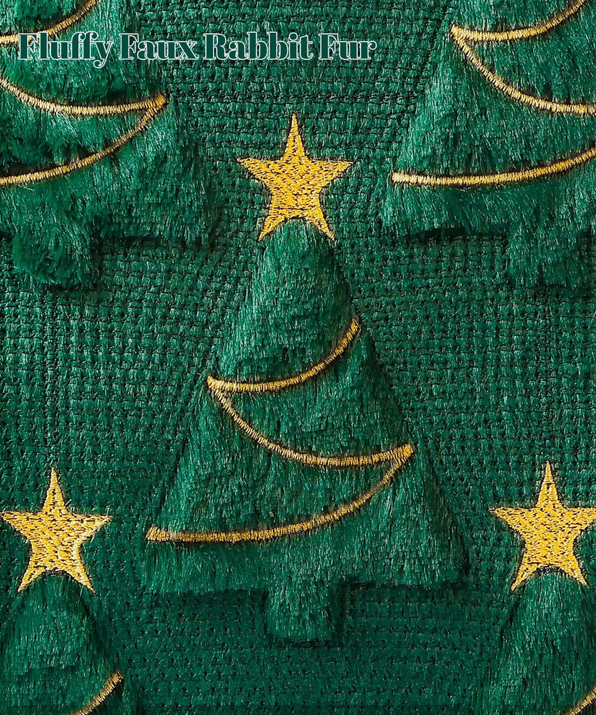 Christmas Pillow Covers Soft Plush Faux Fur Pillow Cases 3D Embroidered Decorative Couch Cover Home Decor - Set of 2