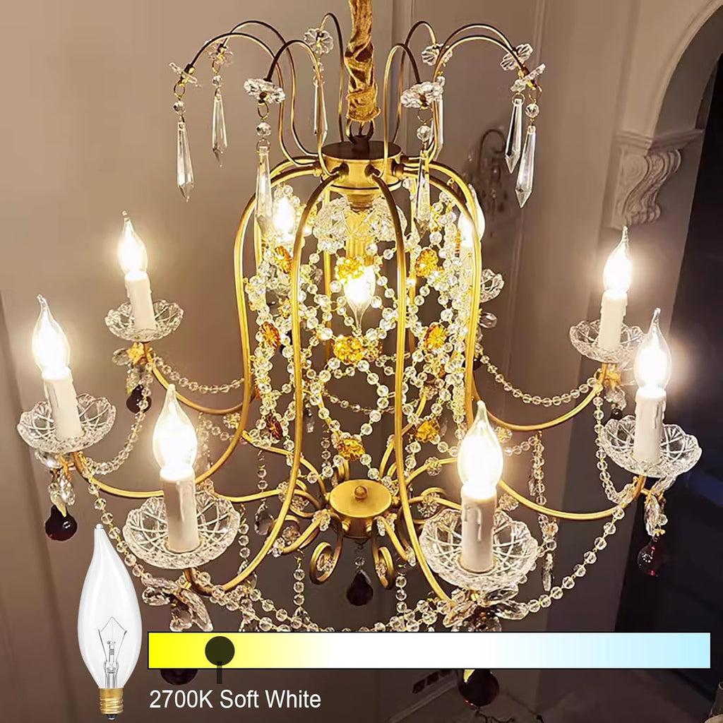 E12 Incandescent Candelabra Light Bulbs 25Watt Warm White 2700K