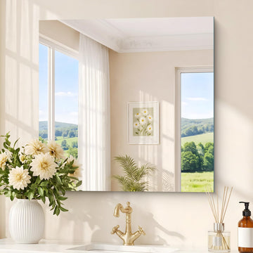 Frameless Mirror, 30"x30" Square Bathroom Mirror for Over Sink, Upgraded Shatterproof Vanity Mirror Unframed Design