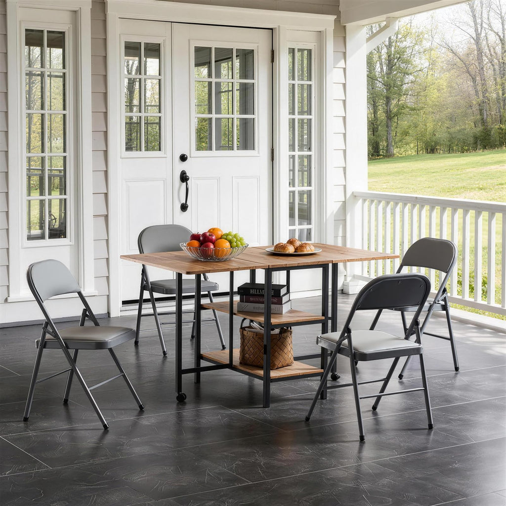 6 Pack Grey Folding Chairs with Padded Seats, 330lbs Capacity