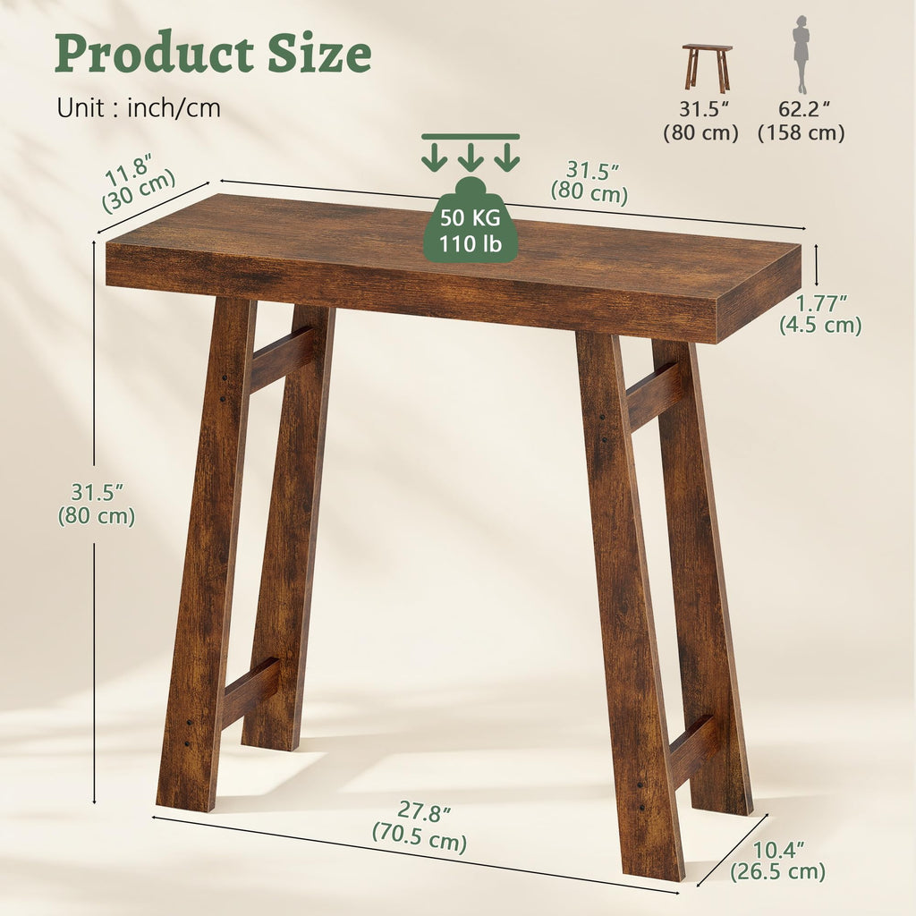 Modern Entryway Table, Foyer, 31.5 Inch, Rustic Brown