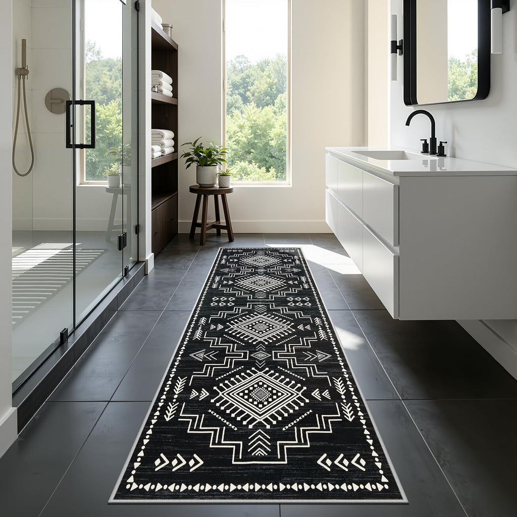Western Boho Washable 2.6x8 Runner Rug Entryway Kitchen
