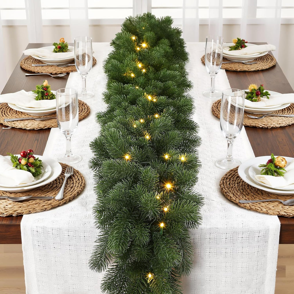 9FT Pre-Lit Christmas Garland, Lighted Norfolk Pine Garland