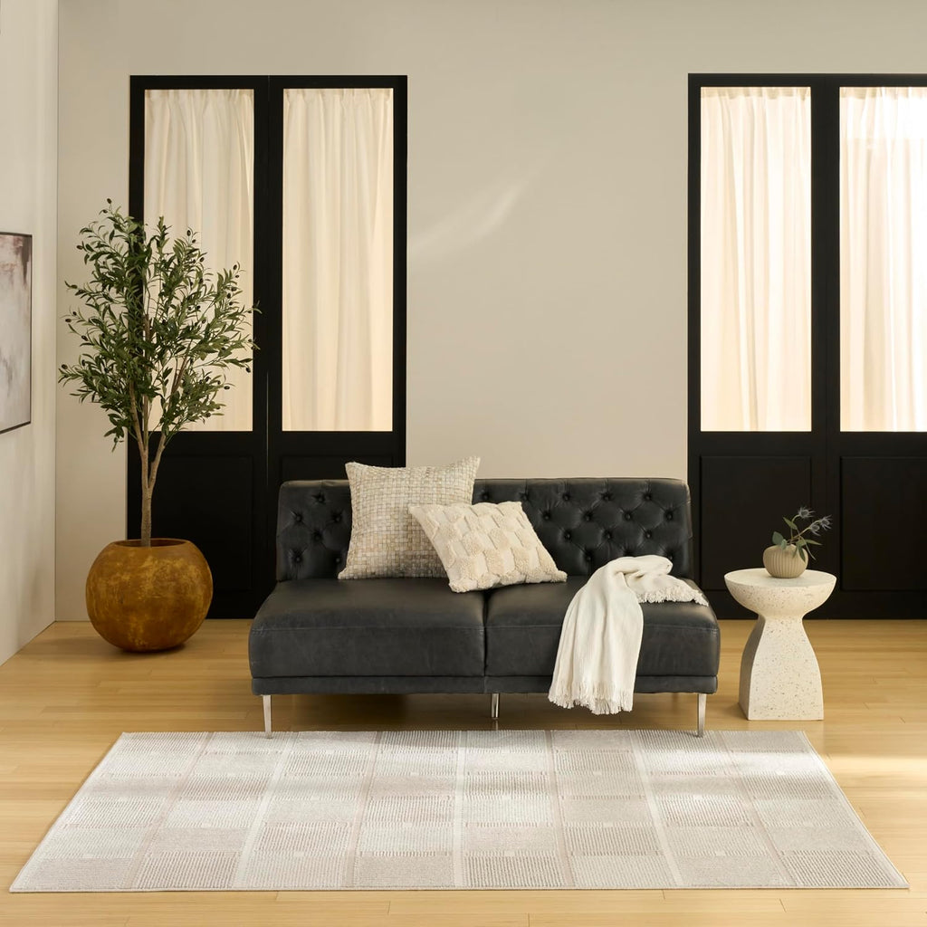 Home Nordic Ivory Taupe Area Rug - Easy Clean, Non Shedding, Bed Room, Living Room, Dining Room, Kitchen (5'