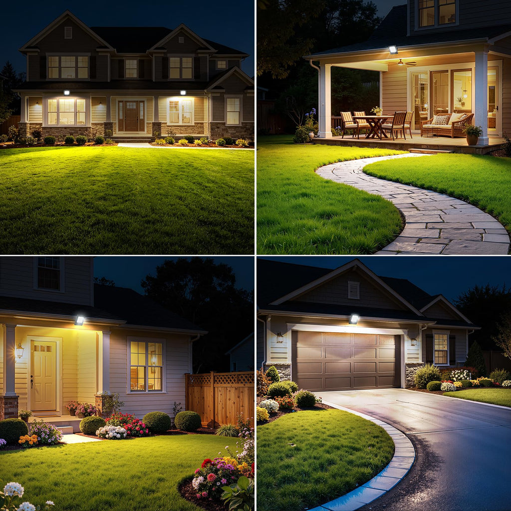 Solar Flood Lights Outdoor 2 Pack, 6500K Cool White
