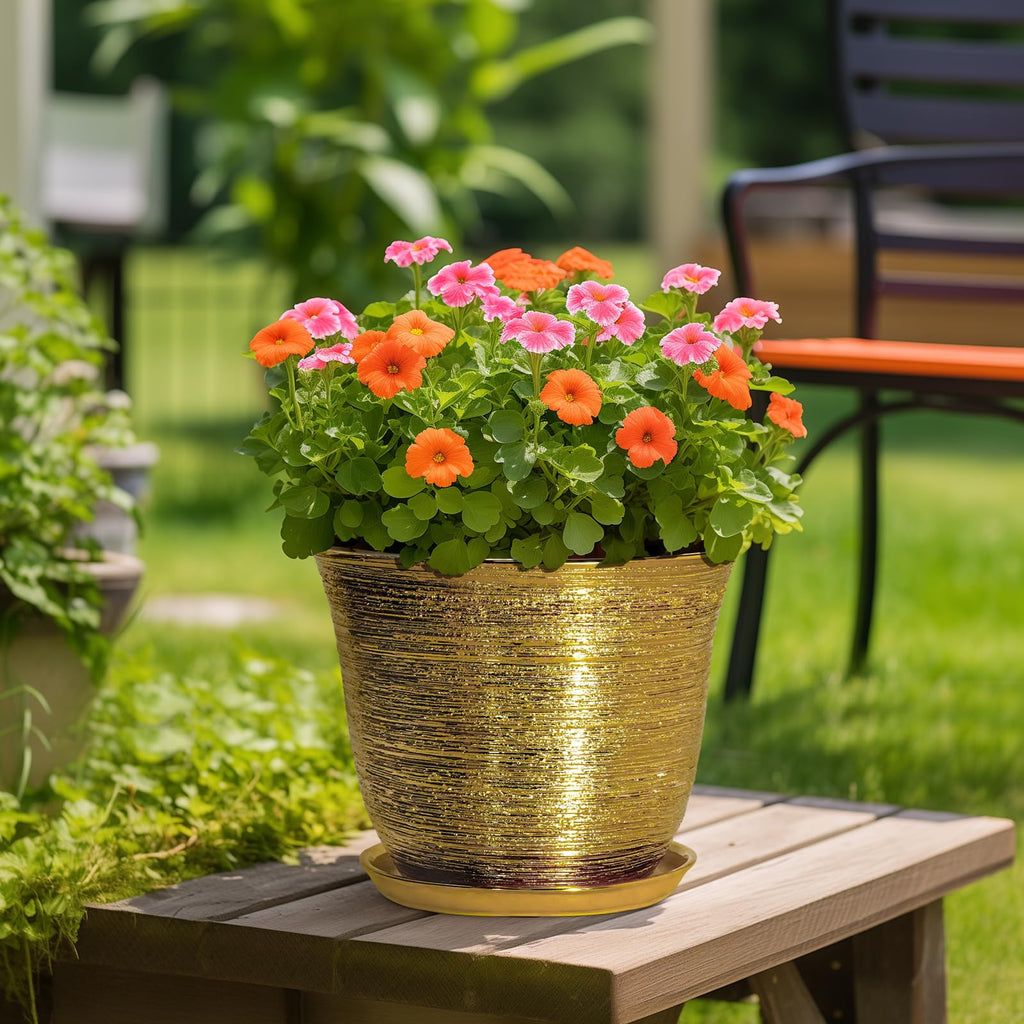 Ceramic Pots for Plants - 12 Inch Planter for Indoor Outdoor, Round Plant Pot with Drainage Hole and Saucer