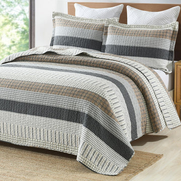 100% Cotton Quilt Set, Patchwork Quilt Bedding Set Bedspreads, Farmhouse Lightweight Comforter
