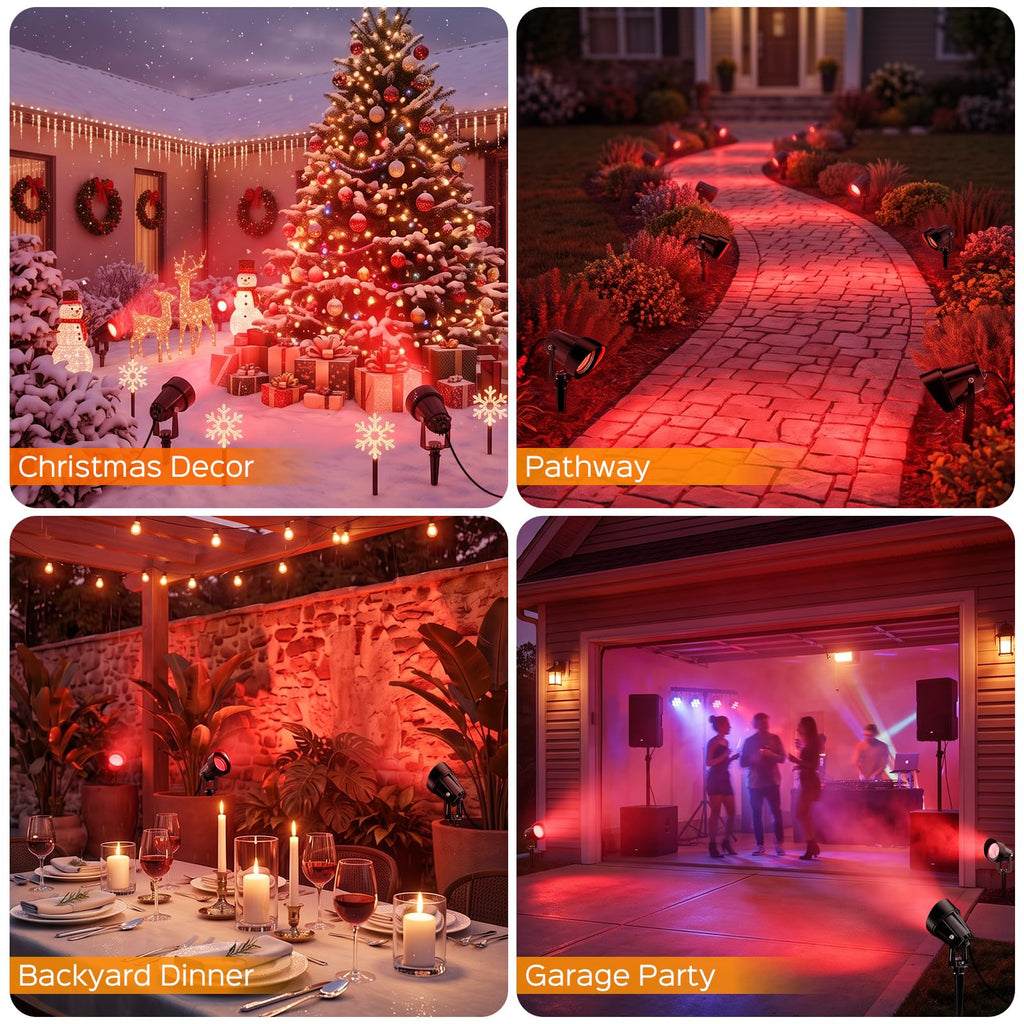 Spot Lights Outdoor, Red Landscape Spotlights Party 4 Pack