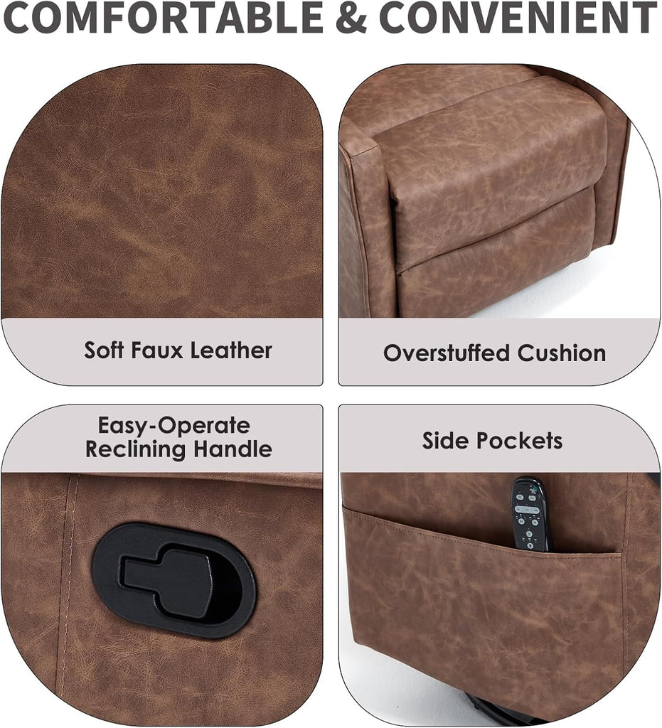 Swivel Rocker Recliner Chair, 360° Swivel Recliner with Heat and Massage, Rocker Recliner Nursery Glider Chair with