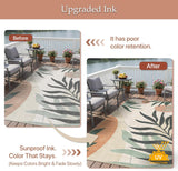 Outdoor & Indoor Area Rug 5'x8', Waterproof, Non-Shedding, Easy Cleaning, Leaf Mat for Patio, Living