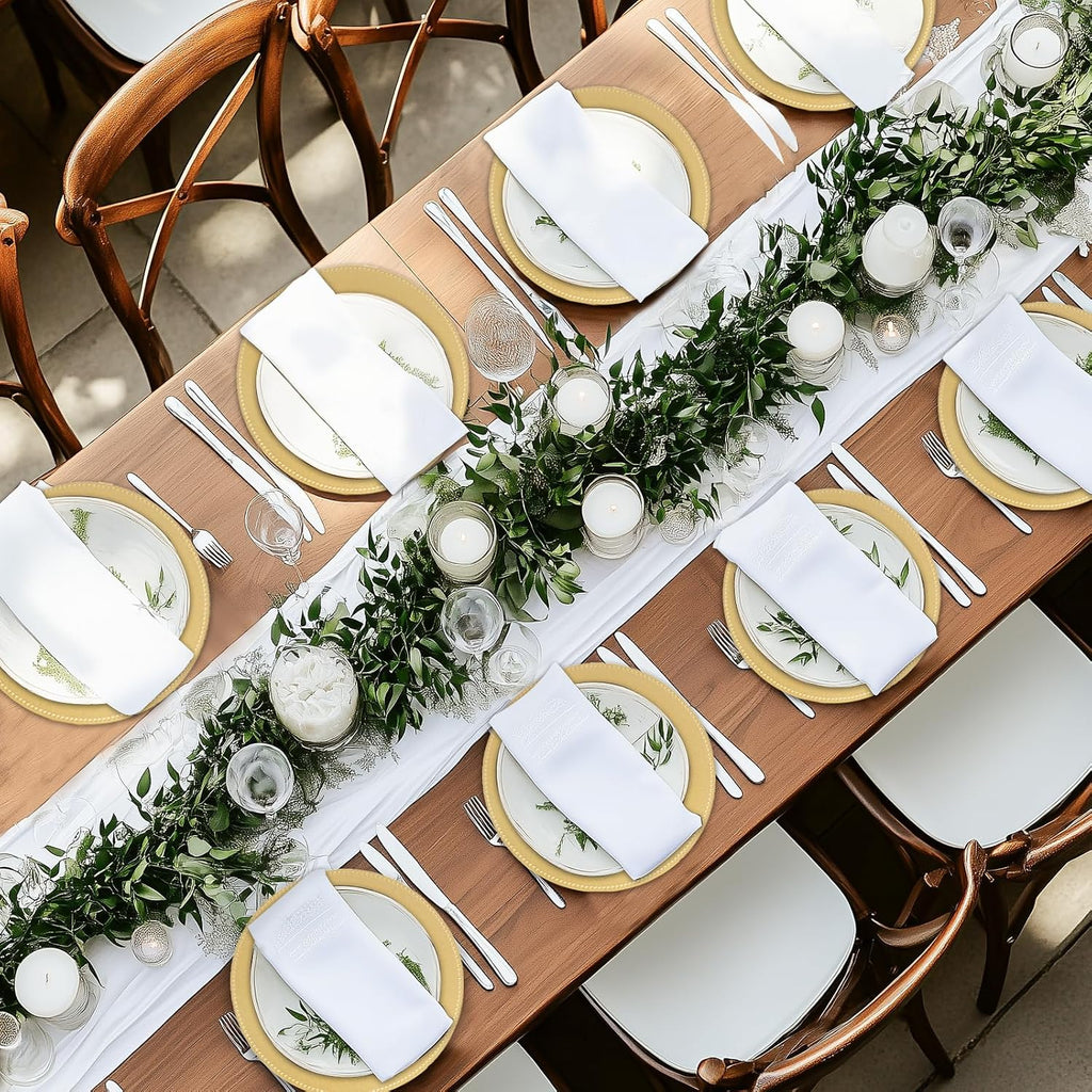 Gold Charger Plates Bulk, Plate Chargers with Beaded Rim - Set of 50
