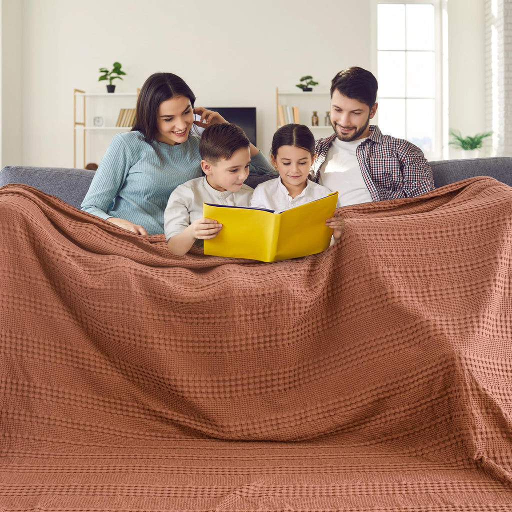 Cooling Waffle Blanket for Hot Sleepers, 110"x96", Terracotta