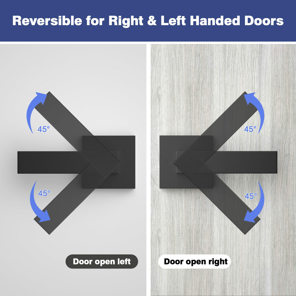 Passage Door Lever, 4 Pack Matte Black Interior Door Handles and Closet, Heavy Duty Square Interior Keyless Door