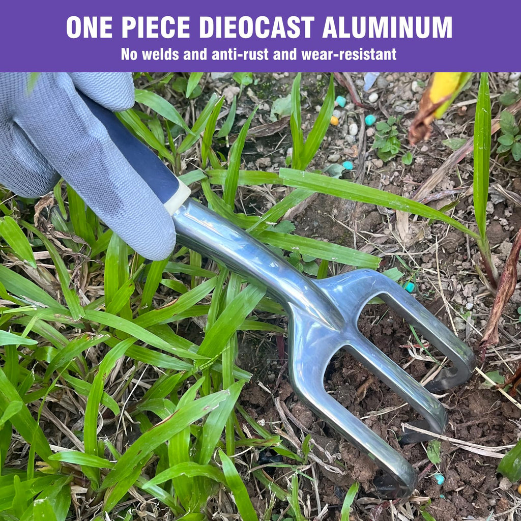Gardening Tool Set, 10-Piece Heavy-Duty Aluminum Garden Tools with Non-Slip Handles and Large Tool Bag with Storage