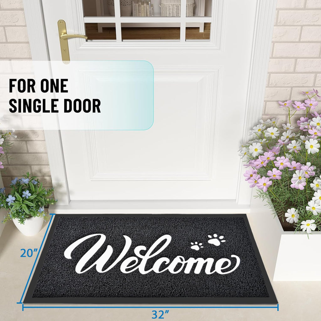 Welcome Mat Outdoor, 32x20 Waterproof All-Season Front Door Mat Outside Entrance, All-Weather Quick Drying, Low