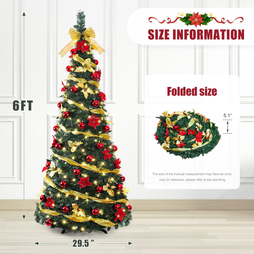 Pre Lit : Pop Up 6 FT Warm White LED Lights (Yellow)