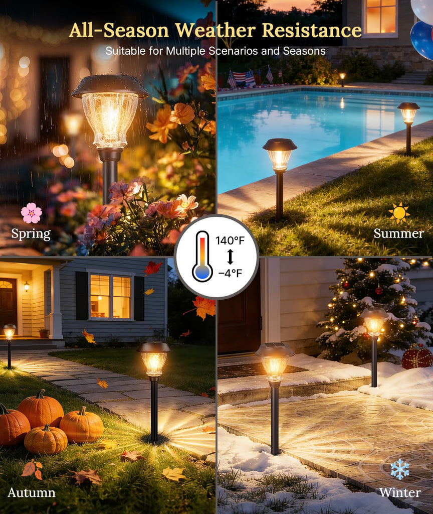 Solar Pathway Lights Outdoor, 8 Pack Warm White Solar Garden Lights