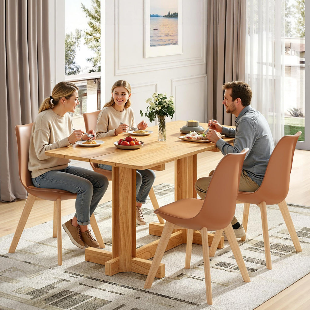 Dining Chairs Set of 4, Mid-Century Modern Kitchen & Dining Room Chairs, PU Leather Upholstered Seat, Solid Wood