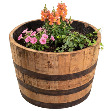 Barrel Company Authentic Used Half Bourbon/Whiskey Barrel Planter