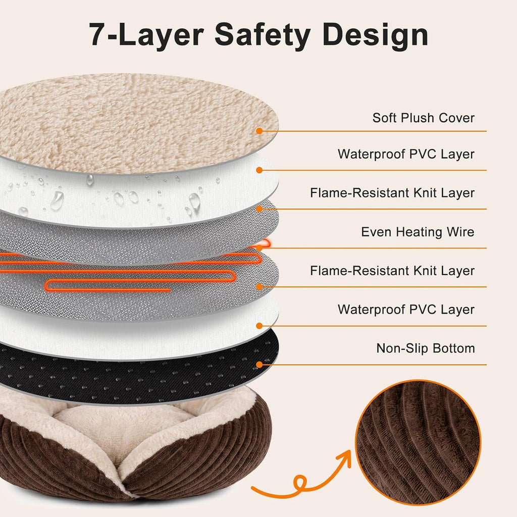 Heated Cat Beds for Indoor Cats and Small Dogs, Soft Donut Pet Bed