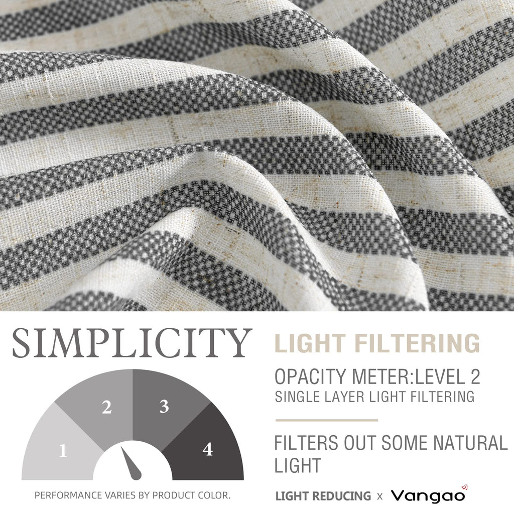 Linen Valance Stripe Farmhouse Black 50W X 16L 1 Panel