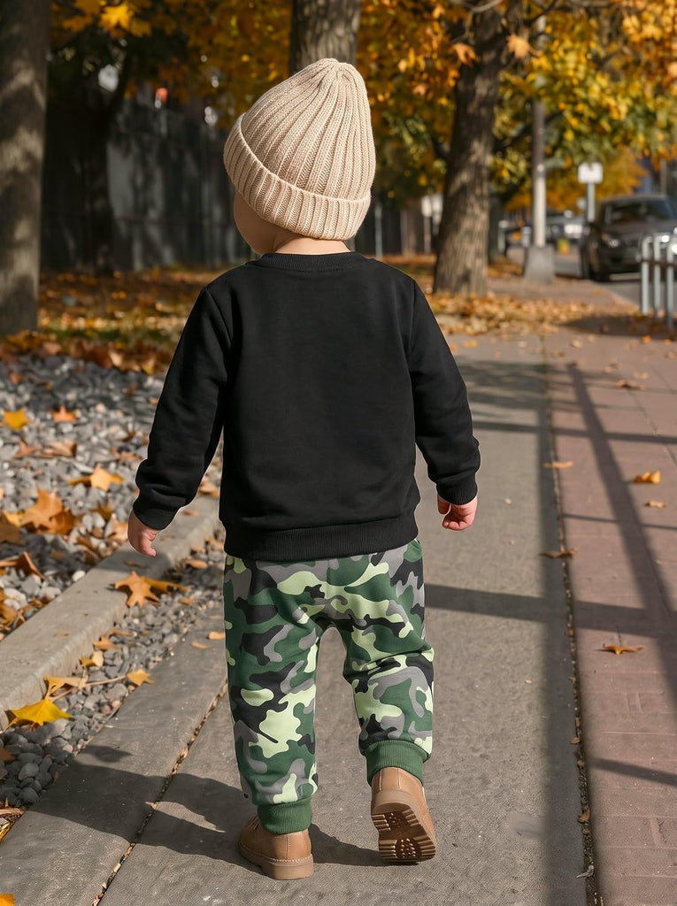 Toddler Baby Boy Clothes Color Block Sweatshirt Pants Set