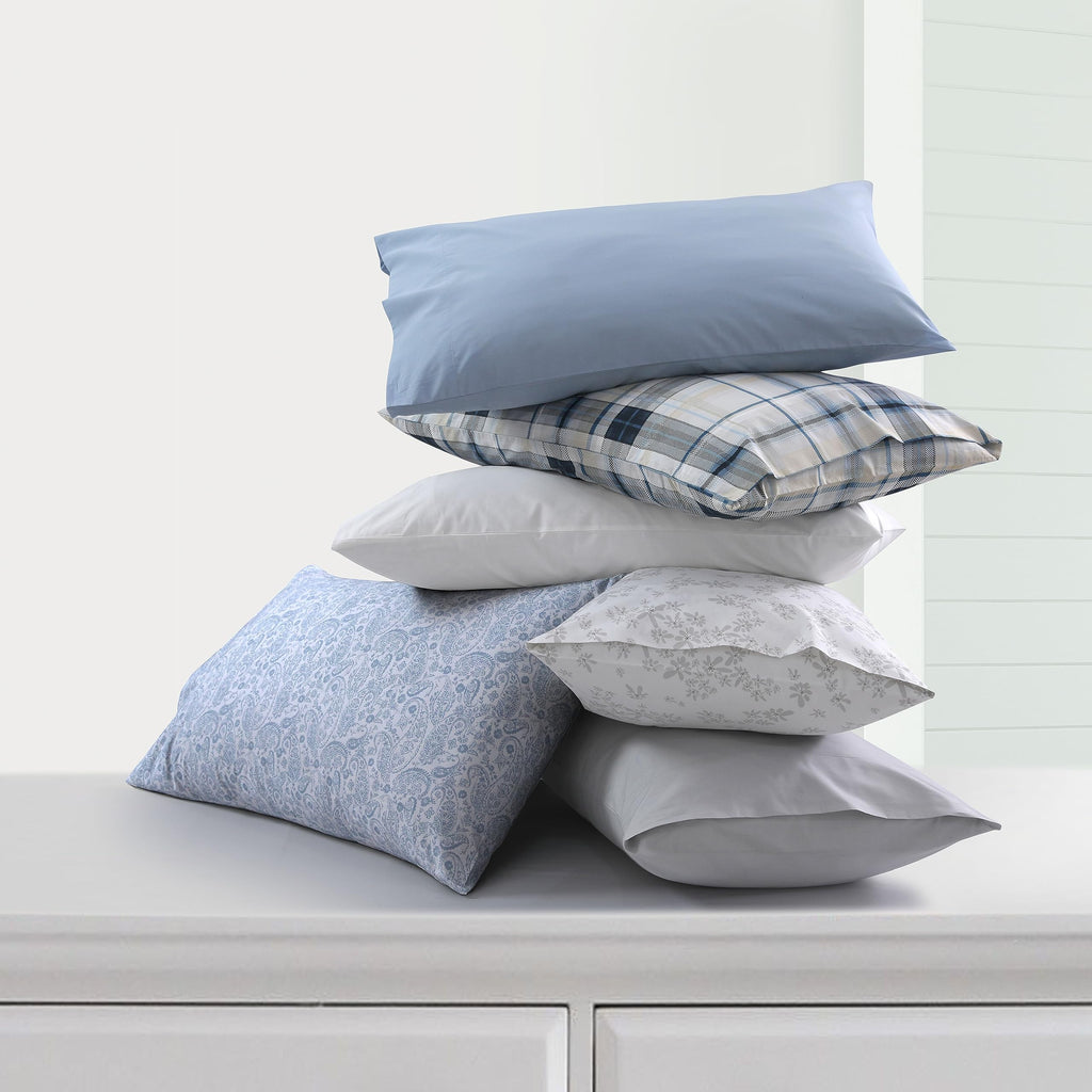 Cotton Percale Twin Bed Sheet Set, Danielle Paisley Blue