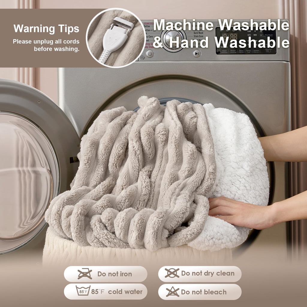 Electric Heated Blanket Twin 62x84'', ETL & FCC Certified, Linen