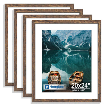 20x24 Picture Frame Set of 4, 20 x 24 Rustic Brown Wood Style