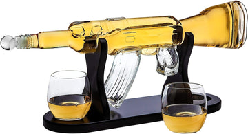 Gifts for Dad, Whiskey Gifts for Men, Whiskey Decanter Rifle with 2 Whiskey Glasses, Whiskey Decanter Set for Liquor