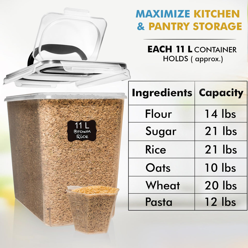 2 PC (11L | 372 oz) Flour Sugar Storage Containers with Spout Lid & Easy Carry Handle - BPA Free Extra Large Airtight