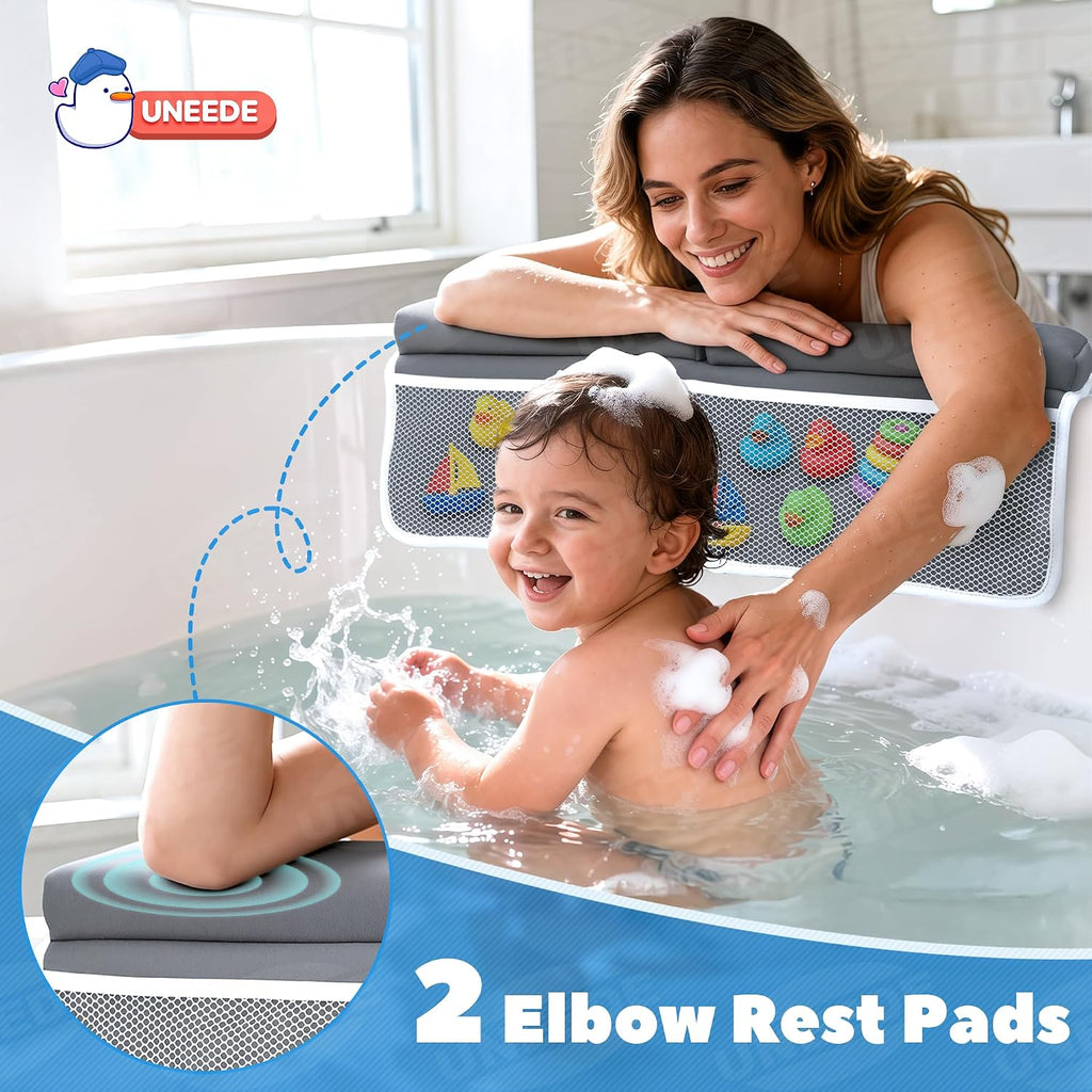 Baby Bath Kneeler & Elbow Pad Set, 1.5" Thick Memory Foam Bath Mat