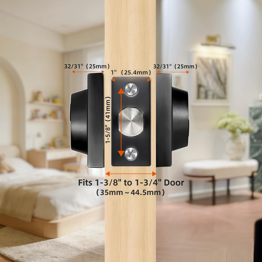 Matte Black Square Double Cylinder Deadbolt, keyed 2 Sides