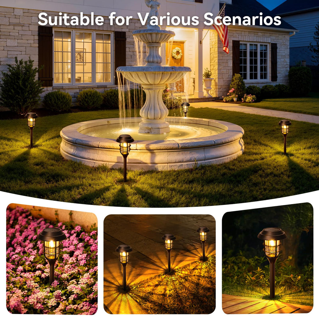 Solar Pathway Lights Outdoor, 8 Pack Bright Solar Lights Outdoor, IP65 Waterproof Auto On/Off Garden Lights Solar