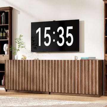 Modern TV Stands for 80 inch tvs, 94.5" W Wood Entertainment Center w/Adjustable Shelves, Mid Century Modern TV Stand