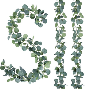 Artificial Eucalyptus Garland Greenery Leaves Handmade 3D Silk Vines Silver Dollar Leaves Faux Leaf Plants - Set of 6