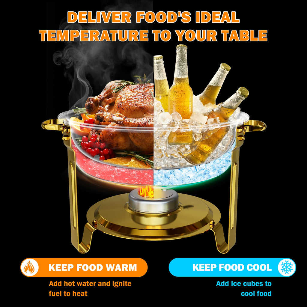 Chafing Dishes for Buffet 6QT, 2 Pack Round with Glass Lid