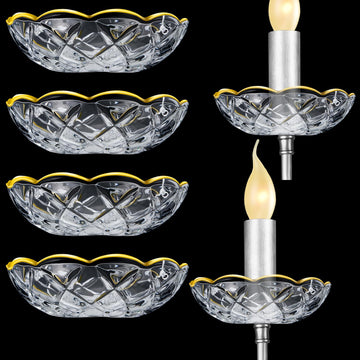 6 Pcs Chandelier Bobeche Cups 4-Hole Crystal Replacement, Gold