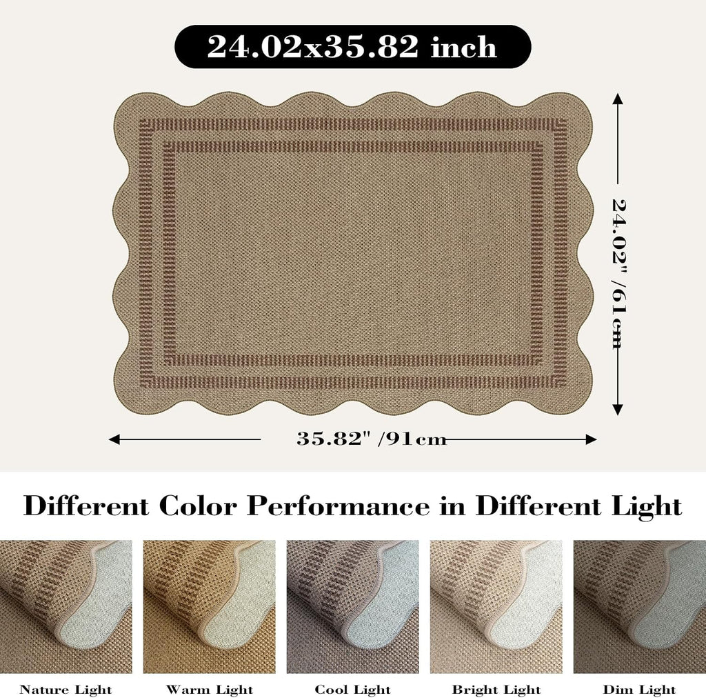 Easy Jute Outdoor Mats for Front Door, 2x3 Small Washable Kitchen Rugs, Farmhouse Brown Throw Rug Non Slip Indoor